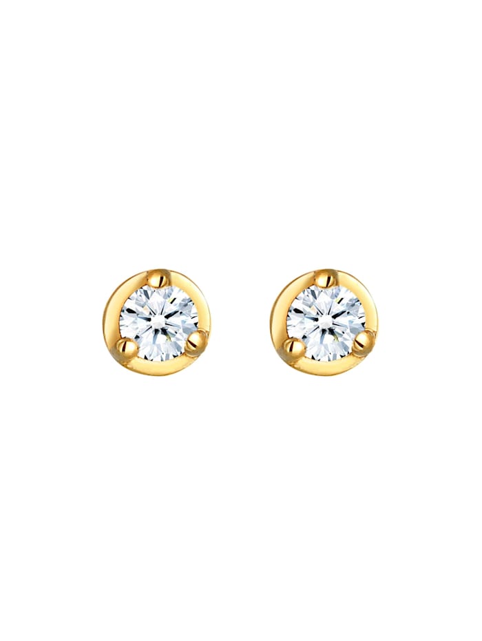 Ohrringe Solitär Basic Edel Diamant (0.06 Ct.) 585 Gelbgold