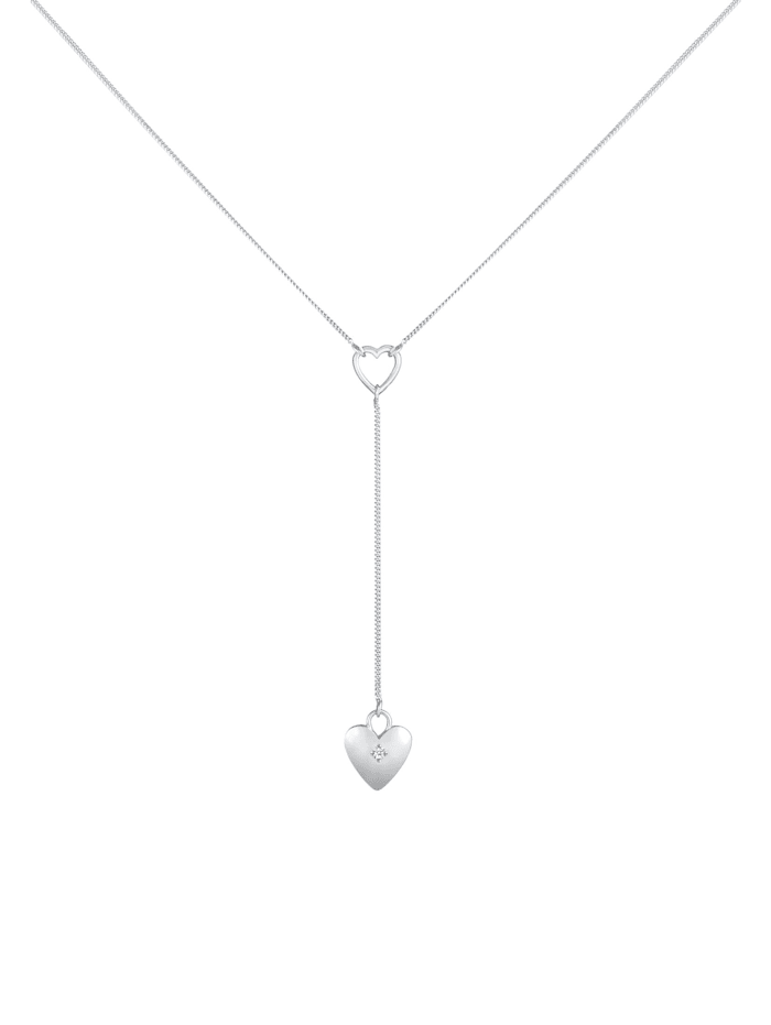 Halskette Y-Kette Herz Romantik Diamant (0.03 Ct) 925 Silber