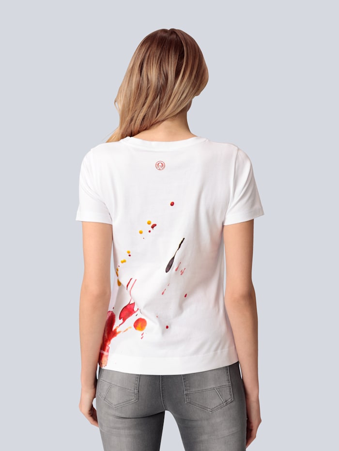 Shirt mit Aquarell- Print und Paillettenbesatz