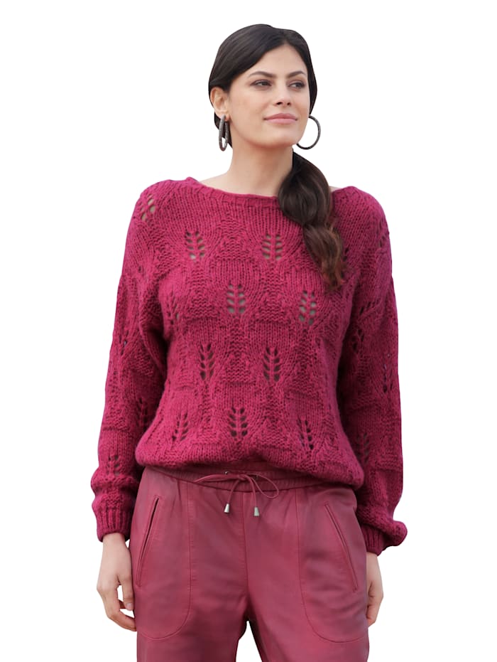 AMY VERMONT Pullover aus hochwertigem Ajourstrick, Pink