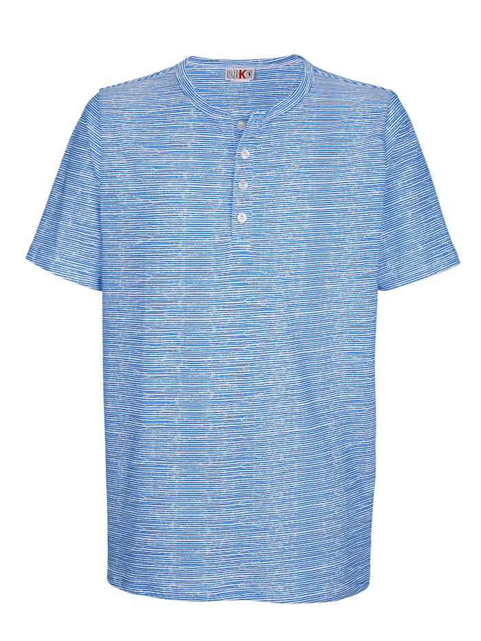 Roger Kent T-Shirt mit Streifendruckmuster, Weiß/Blau