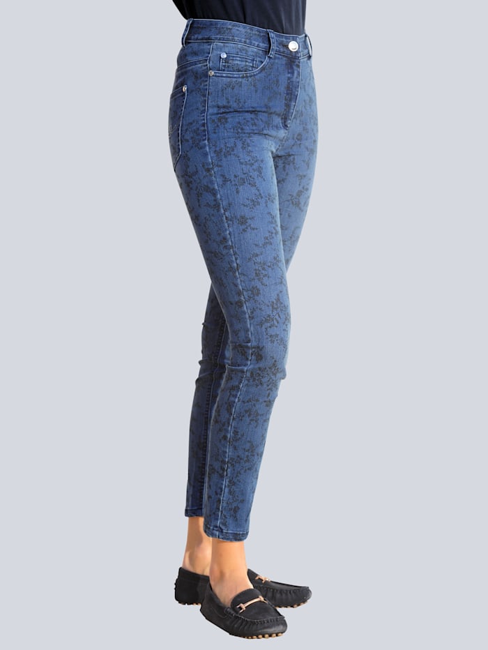 Alba Moda Jeans mit einem leicht floralen Print, Blau