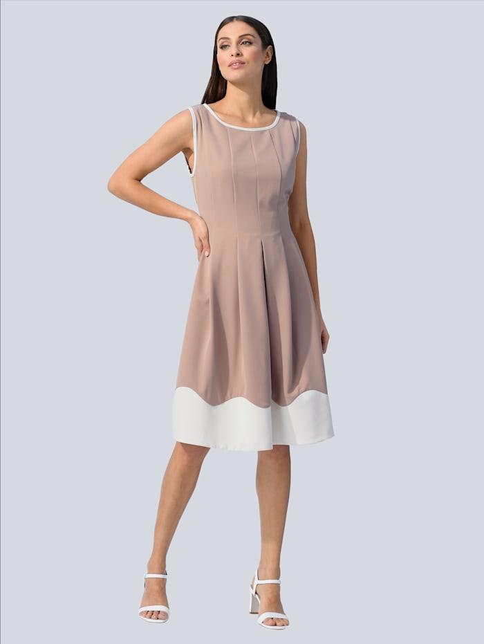 Alba Moda Kleid mit Rundhalsausschnitt, Beige
