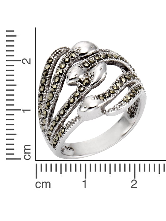 Ring 925/- Sterling Silber Markasit schwarz Rhodiniert