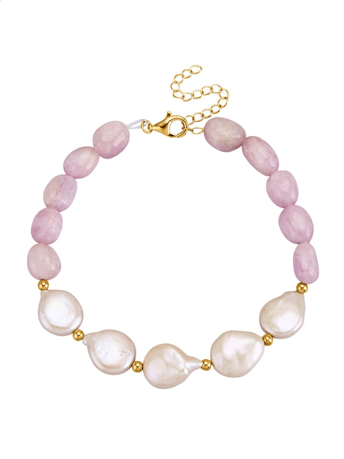 Diemer Highlights Bracelet avec kunzites et perles de Keshi, Rose