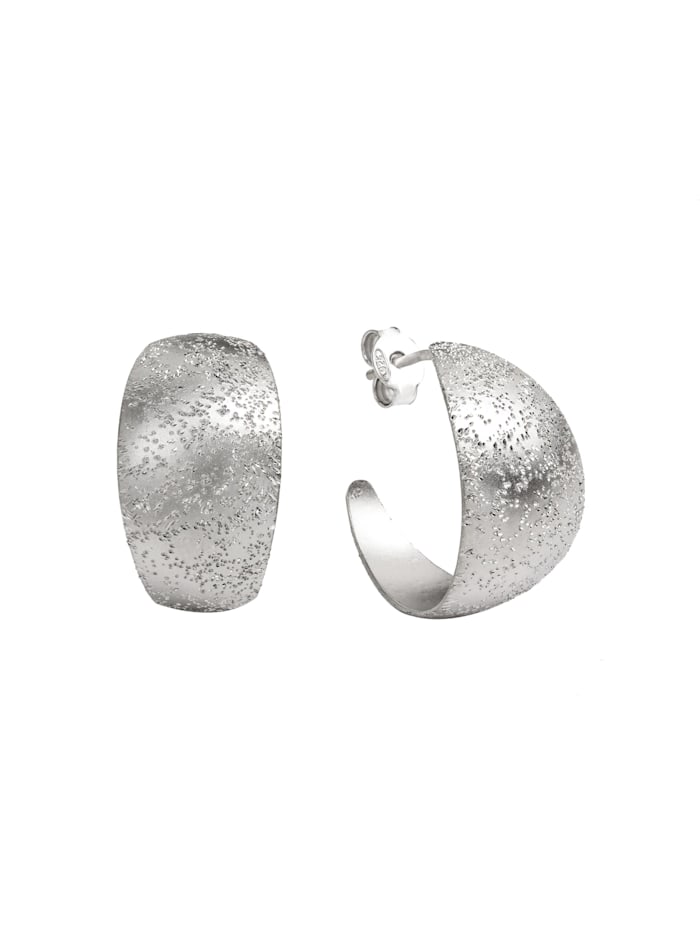 Celesta Ohrring 925/- Sterling Silber ohne Stein 2,2cm Diamantiert, Silbergrau