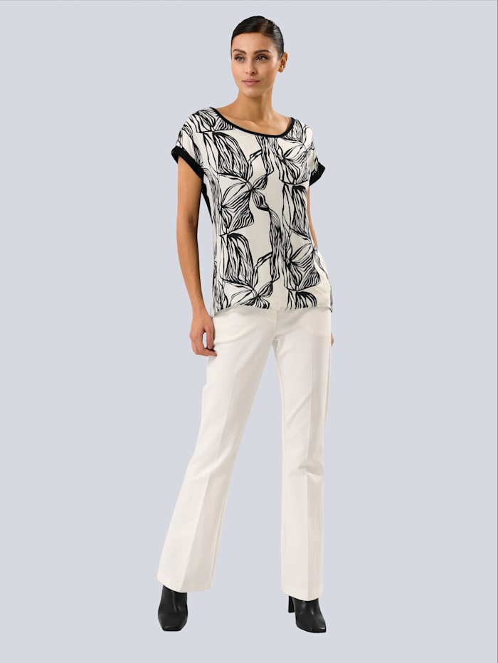 Alba Moda T-shirt à motif floral, Blanc/Noir