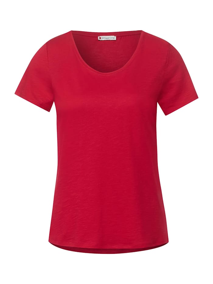 Street One T-Shirt in Unifarbe, cherry red