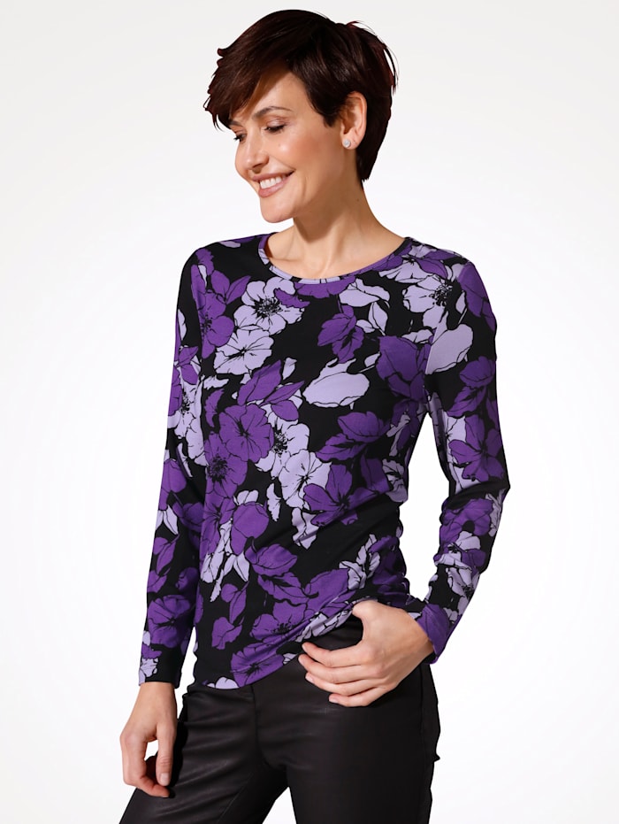 MONA T-shirt à imprimé floral, Violet/Parme