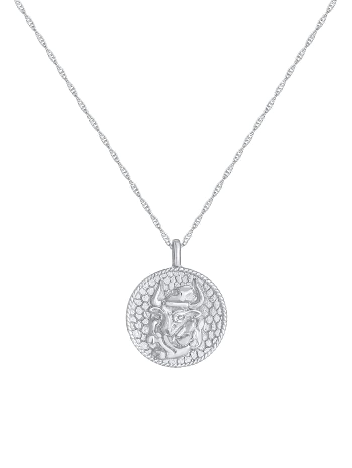 Halskette Sternzeichen Stier Astro Münze 925 Silber