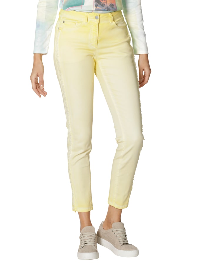 AMY VERMONT Jeans mit Fransen entlang der Seitennaht, Gelb
