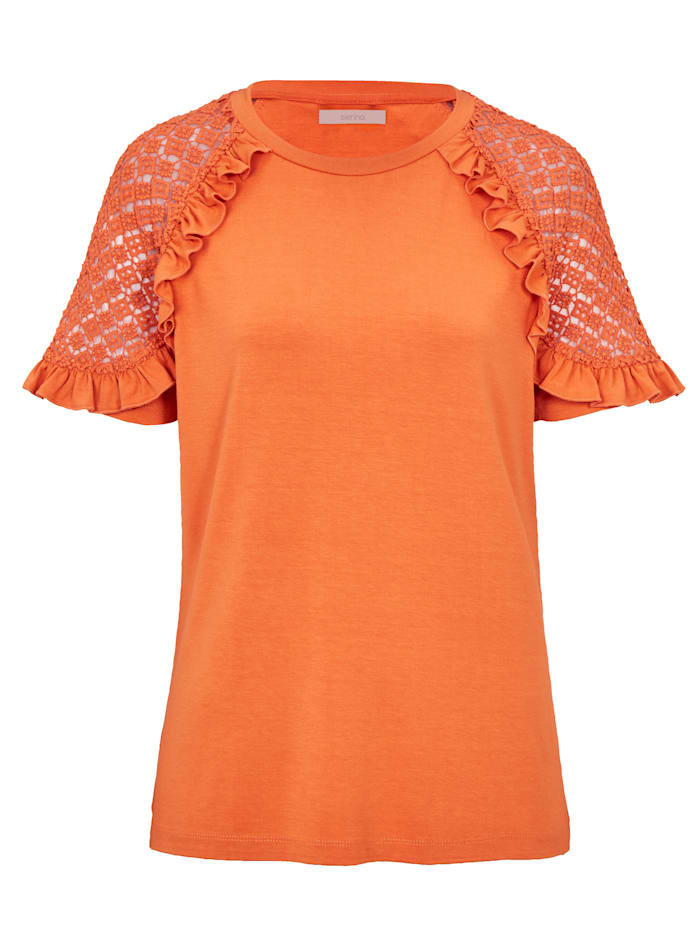 SIENNA Shirt mit Häkeldetails, Orange