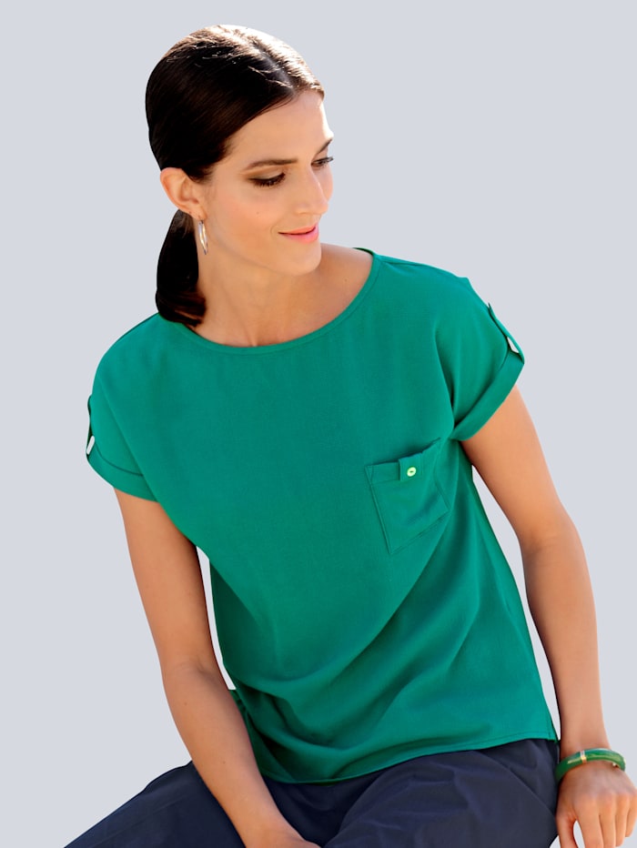 Alba Moda Bluse mit aufgesetzter Brusttasche, Grün