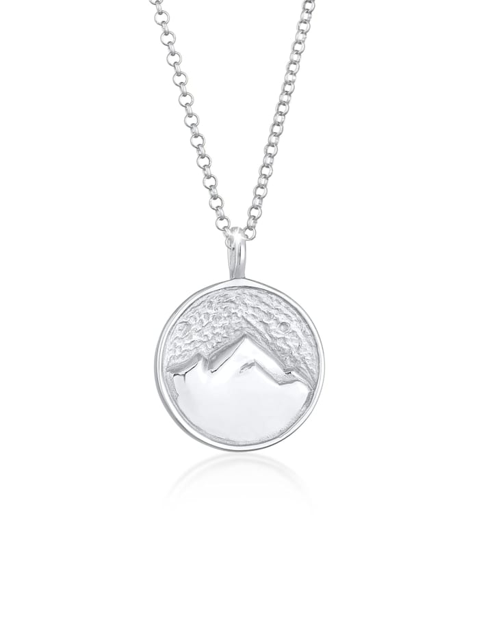 Elli Halskette Berge Alpen Mountain Wiesn Münze 925 Silber, Silber