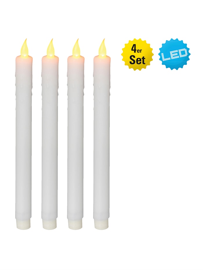 Näve LED-Deko-Leuchten 4er-Set 'Kerze', Weiß