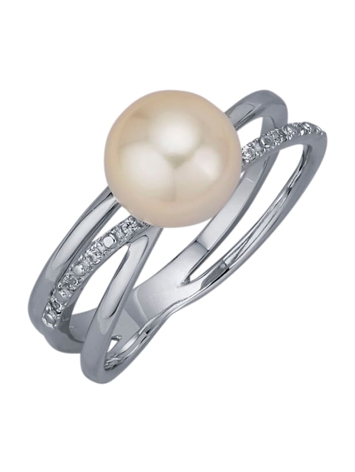 Amara Perles Bague avec perles de culture blanches, Blanc