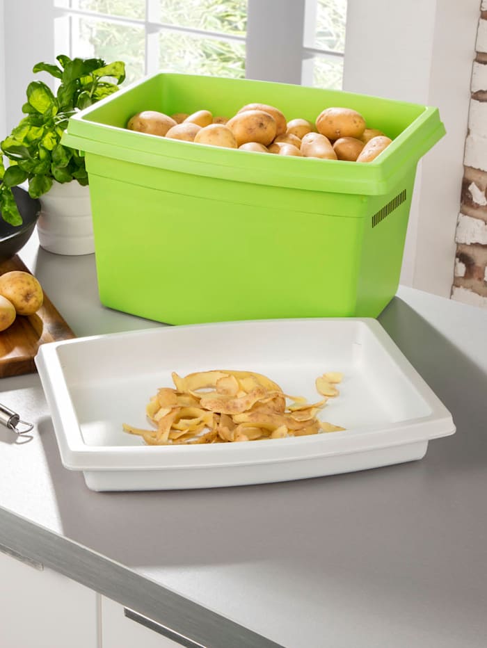 Ruco Aardappel- en groentebox, inhoud ca. 5 kg, stapelbaar, Groen/Wit
