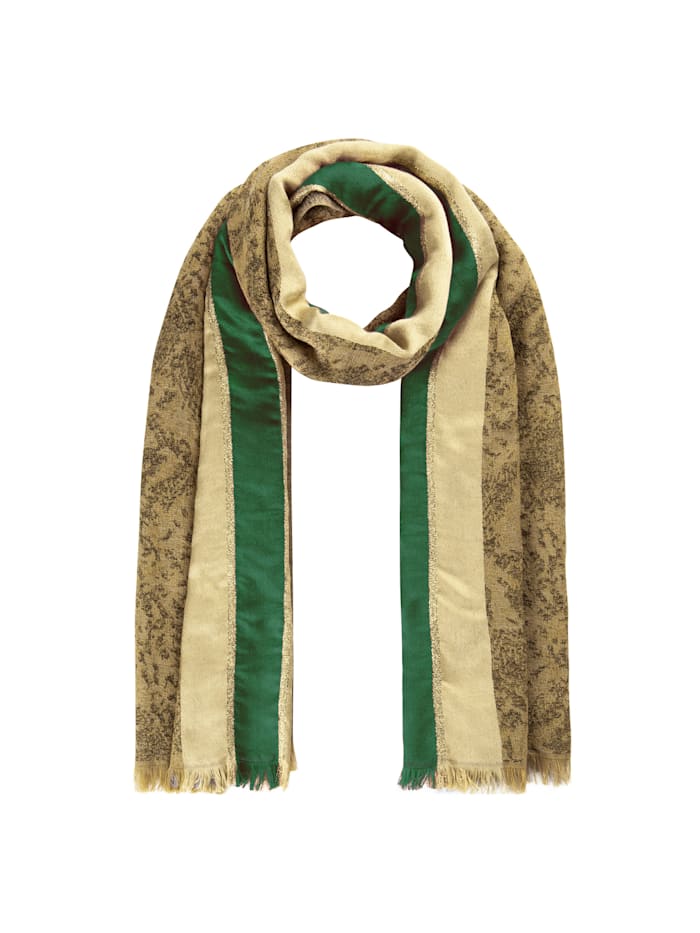 Codello Schlangen-Schal mit Glanzstreifen aus Baumwolle, Wolle und Modal, camel
