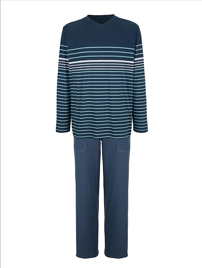 BABISTA Pyjama met ingebreide strepen, Donkerblauw/Lichtblauw/Wit
