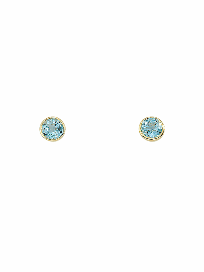 1001 Diamonds 1 Paar  585 Gold Ohrringe / Ohrstecker mit Aquamarin Ø 7,2 mm, blau