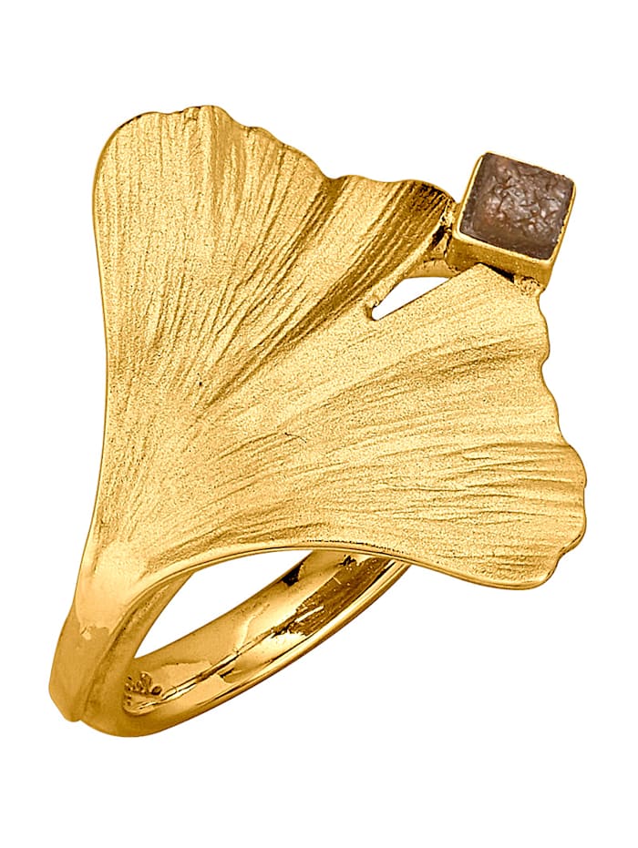 Amara Atelier Ginkgo-Ring mit 1 Rohdiamant, Gelbgoldfarben