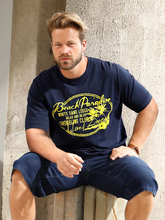 John F. Gee T-Shirt aus reiner Baumwolle, Marineblau