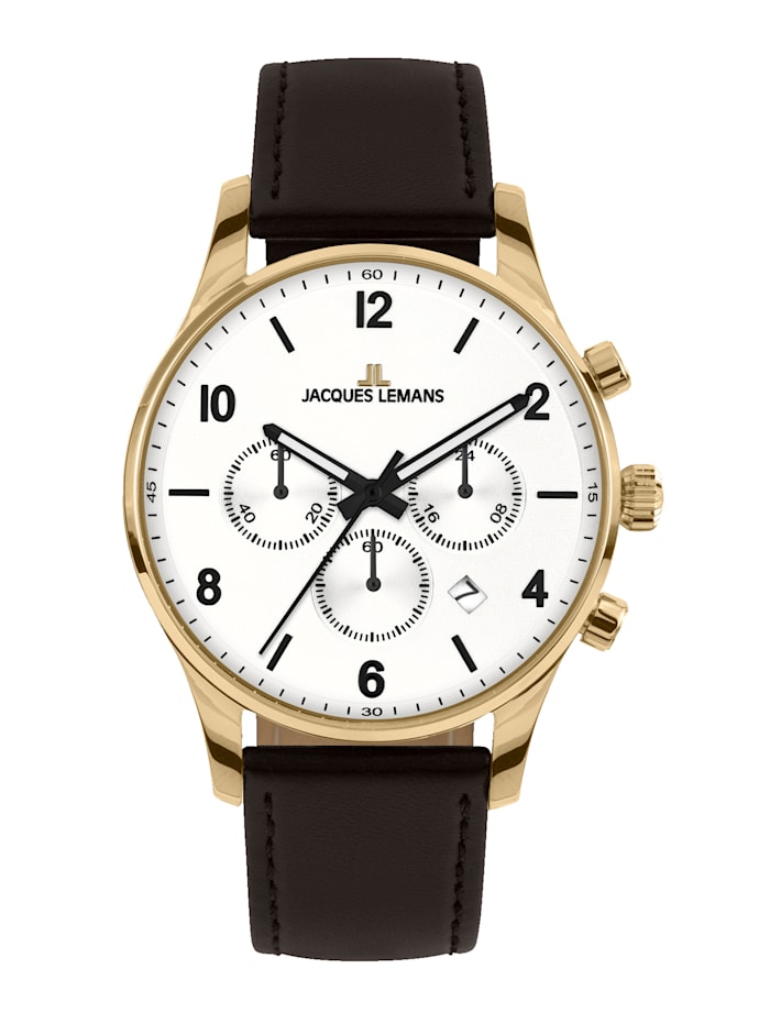 Jacques Lemans Herren-Uhr Chronograph Serie: London, Kollektion: Classic 1-2126E, Dunkelbraun