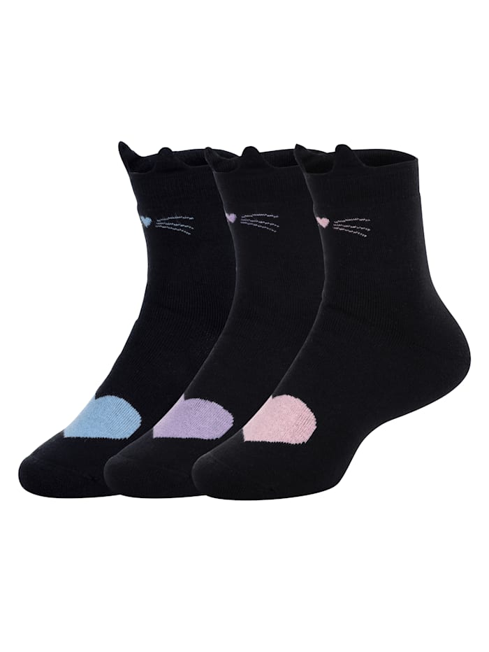 Harmony Ponožky, 3 páry s motivem kočky, černá