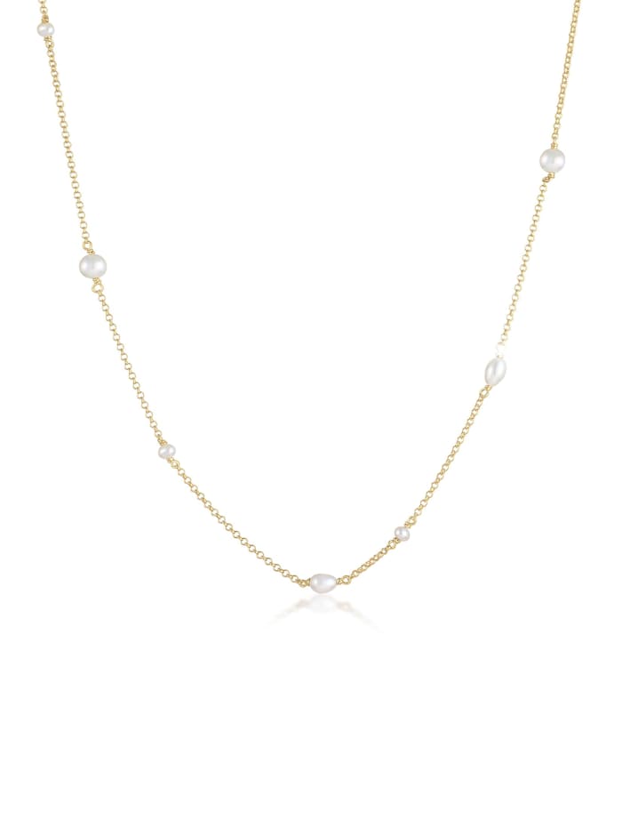 Elli Halskette Elegant Basic Süsswasserzuchtperlen 925 Silber, Gold
