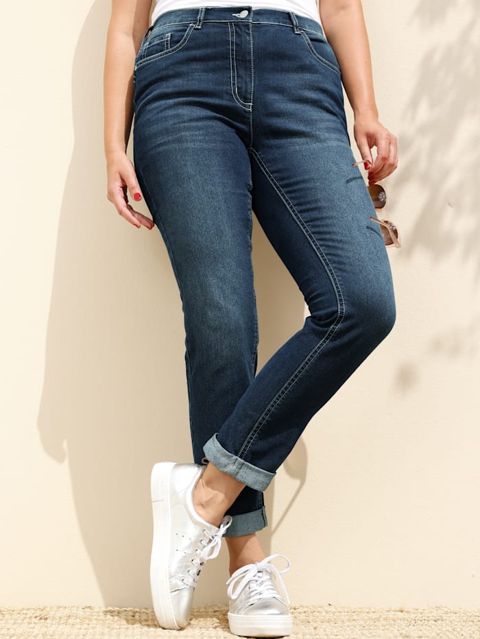 MIAMODA 7/8-jeans in 5-pocketmodel, Dark blue