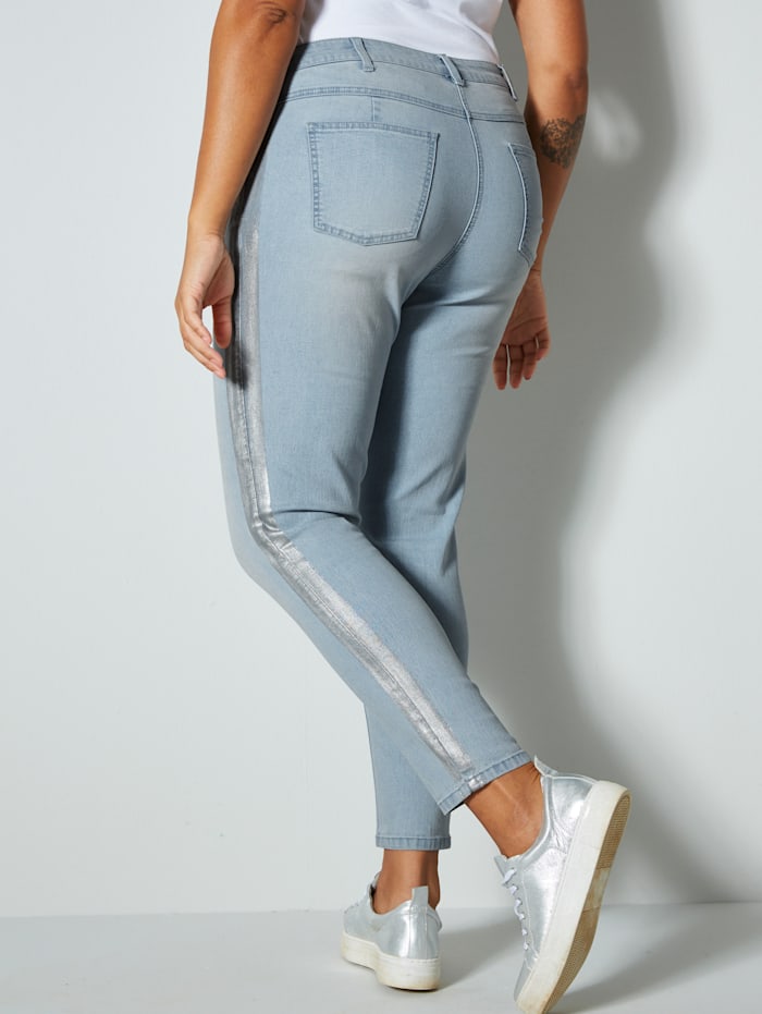 Jeans med glansiga revärer