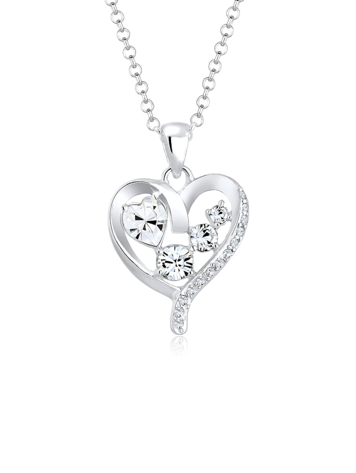 Elli Halskette Herz Heart Kristalle Feminin 925 Silber, Silber