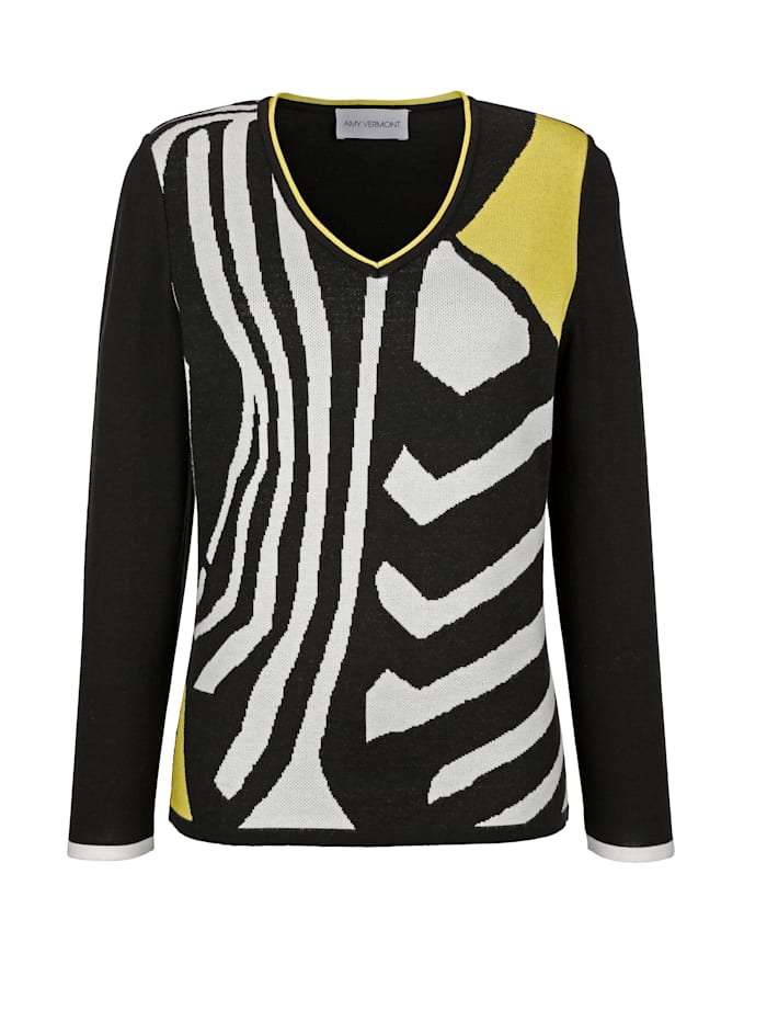 Pullover mit eingestricktem Zebra Muster