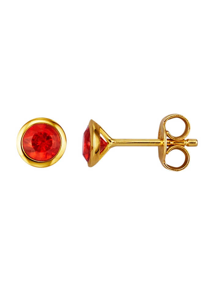 Amara Pierres colorées Boucles d'oreilles avec opales de feu, Rouge
