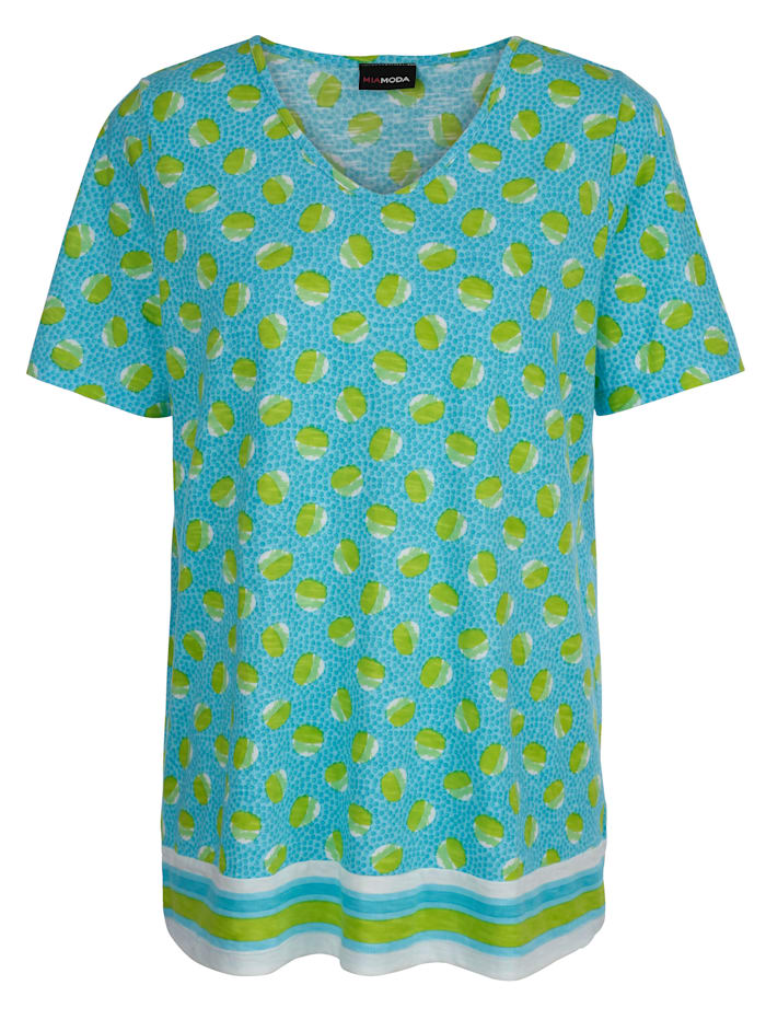 MIAMODA Shirt Met flatterende V-hals, Turquoise/Groen