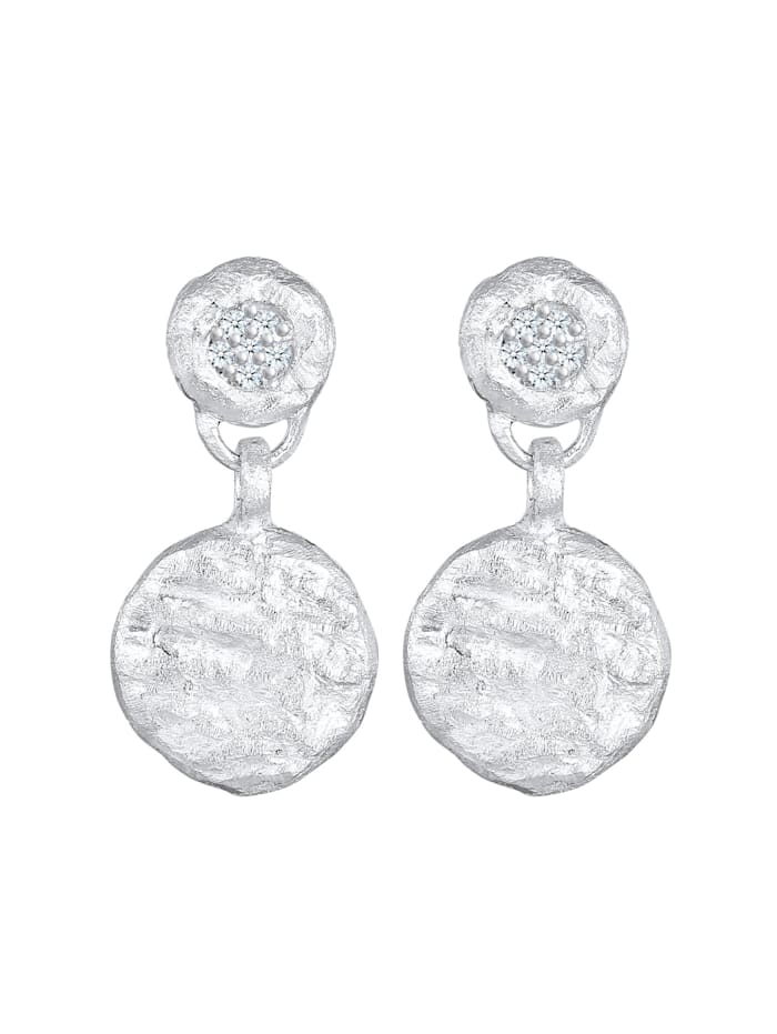 Ohrringe Diamanten (0.05 Ct) Plättchen Vintage 925 Silber