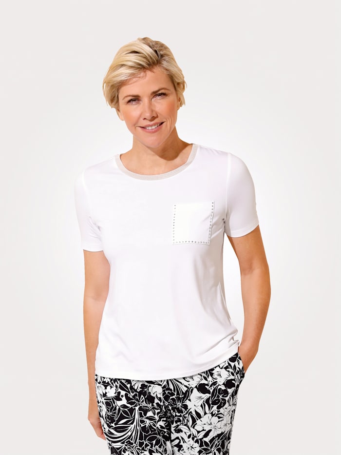MONA Shirt mit dekorativer Brusttasche, Weiß