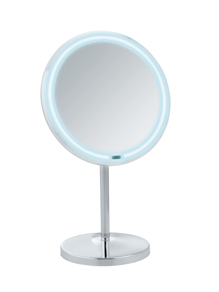 Wenko LED Kosmetik-Standspiegel Onno, Standfuß: Chrom, Rahmen: Chrom