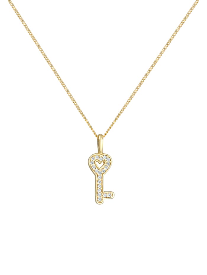 Halskette Schlüssel Elegant Diamant (0.1 Ct.) 585 Gelbgold