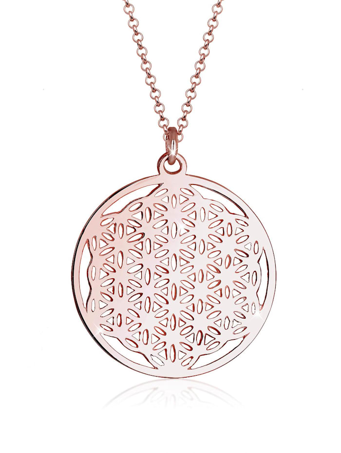 Elli Halskette Ornament Lebensblume Symbol 925 Sterling Silber, Rosegold