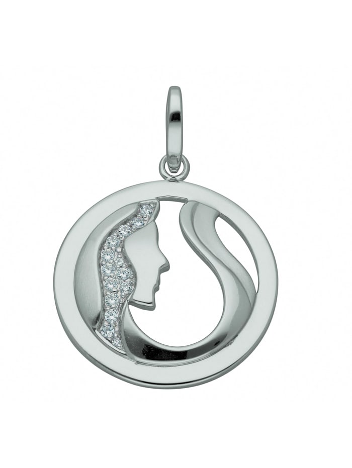 1001 Diamonds 925 Silber Sternzeichen Anhänger Jungfrau mit Zirkonia Ø 25,2 mm - Set mit Halskette, silber