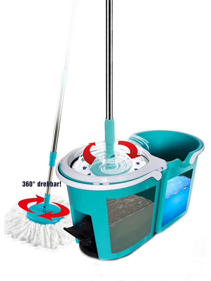 Teleshop Vloerwissysteem 'Clever Spin®' met dubbele emmer, Turquoise