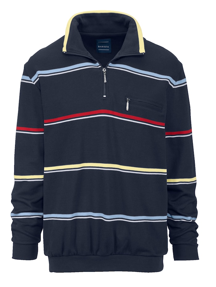 BABISTA Sweatshirt mit Troyerkragen, Marineblau/Rot/Gelb/Blau
