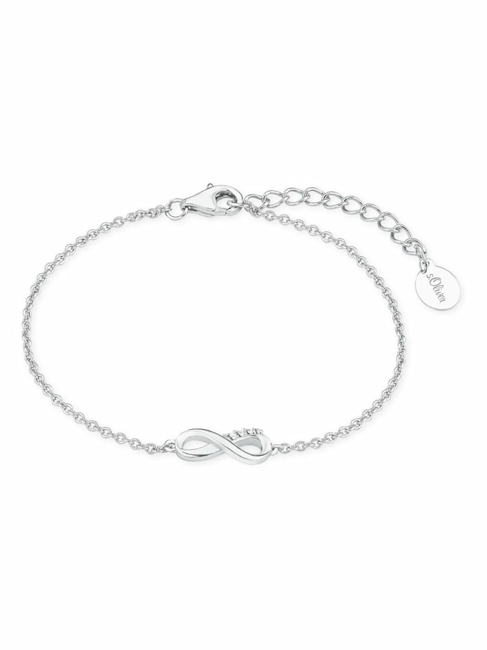s.Oliver Armband für Damen, 925 Sterling Silber, Zirkonia synth. | Infinity, Silber