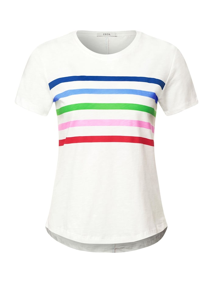 Cecil T-Shirt mit Streifenmuster, vanilla white