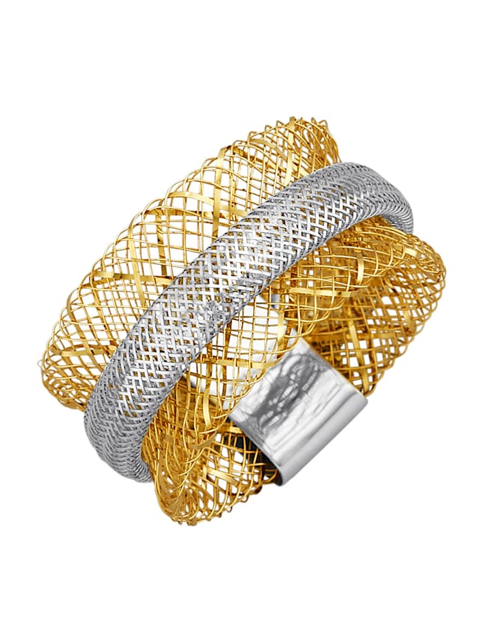 Mesh-Ring in Gelbgold 375, Bicolor