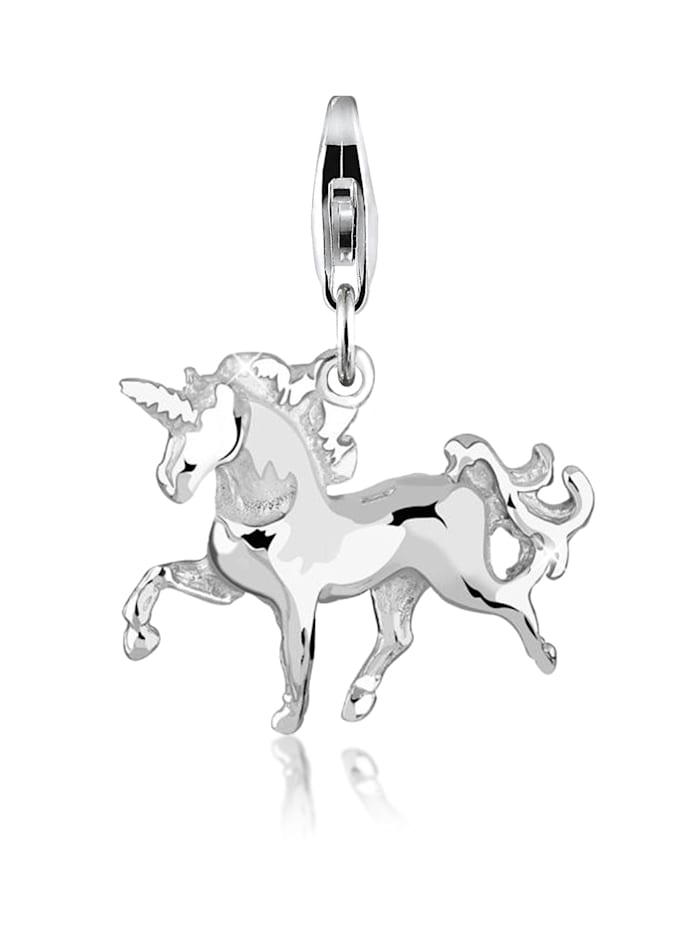 Nenalina Charm Einhorn-Anhänger Unicorn Magic 925 Sterling Silber, Silber