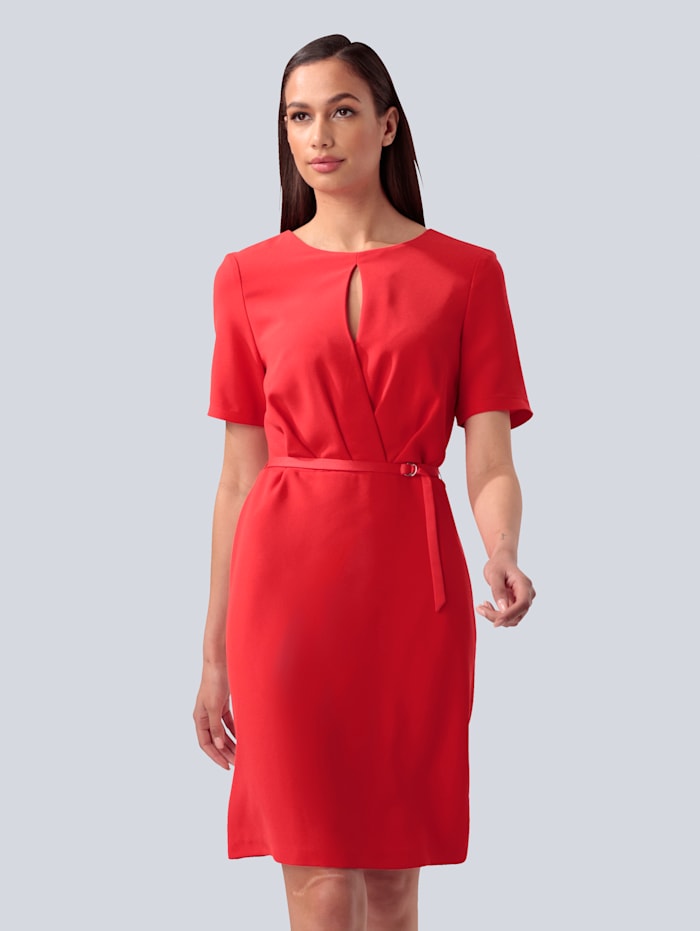 Alba Moda Kleid mit Gürtel auf Taillenhöhe, Rot