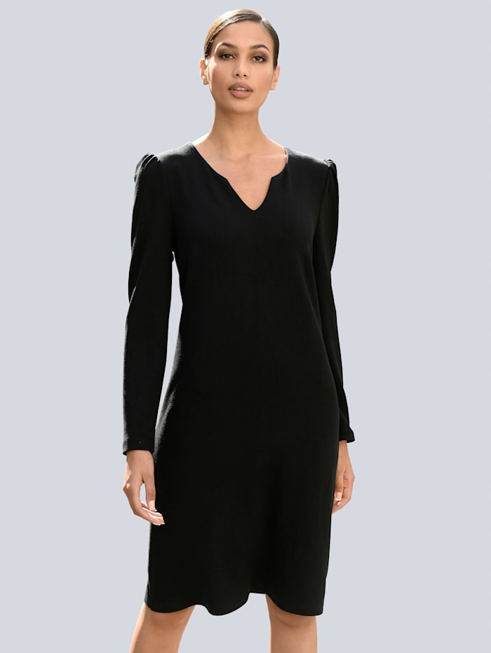 Alba Moda Kleid mit streckendem V-Ausschnitt, Schwarz