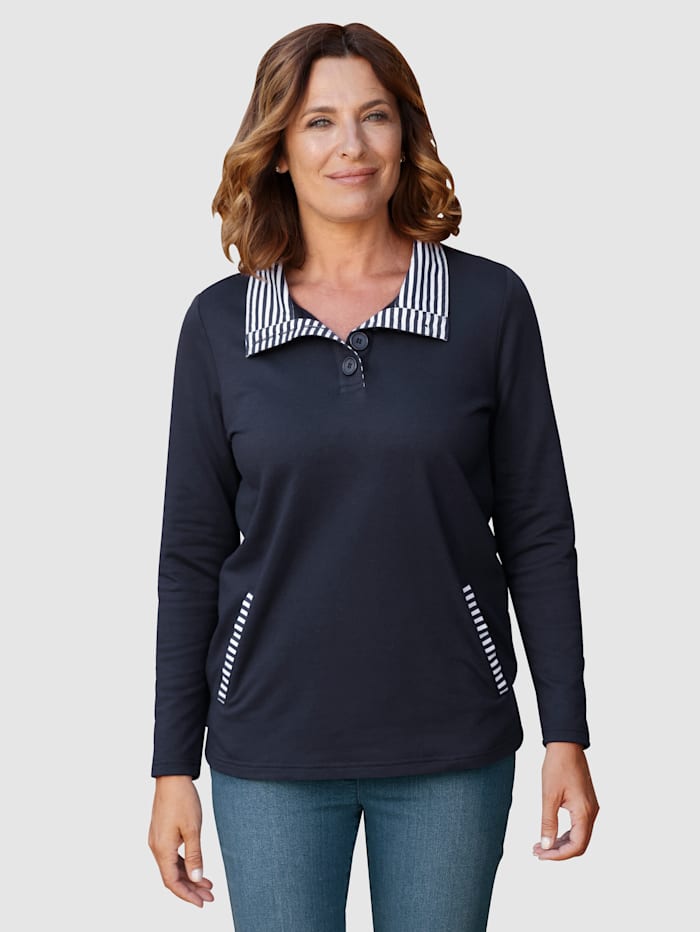 Paola Sweatshirt mit Streifendetails, Marineblau